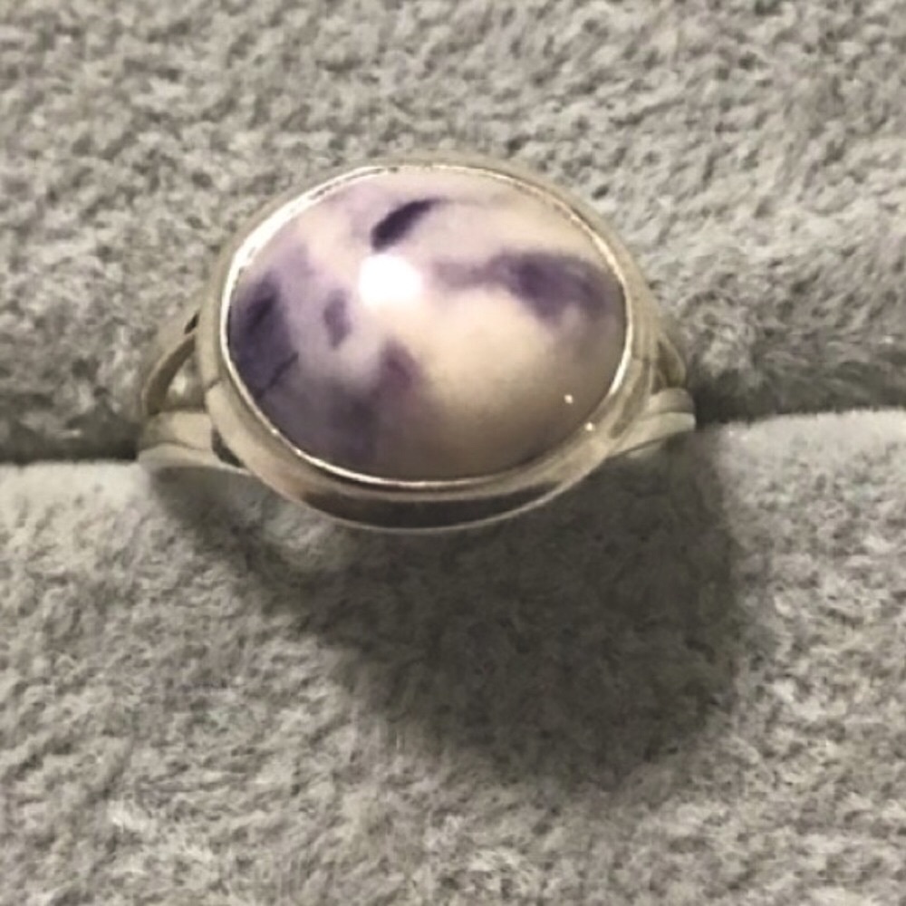 New Sterling Silver Purple Mexican Morado Violet Flame Opal Ring Size 6 Crystal